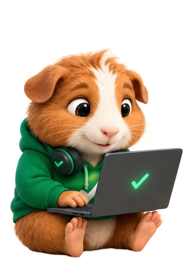 Chequi trabajando en su laptop